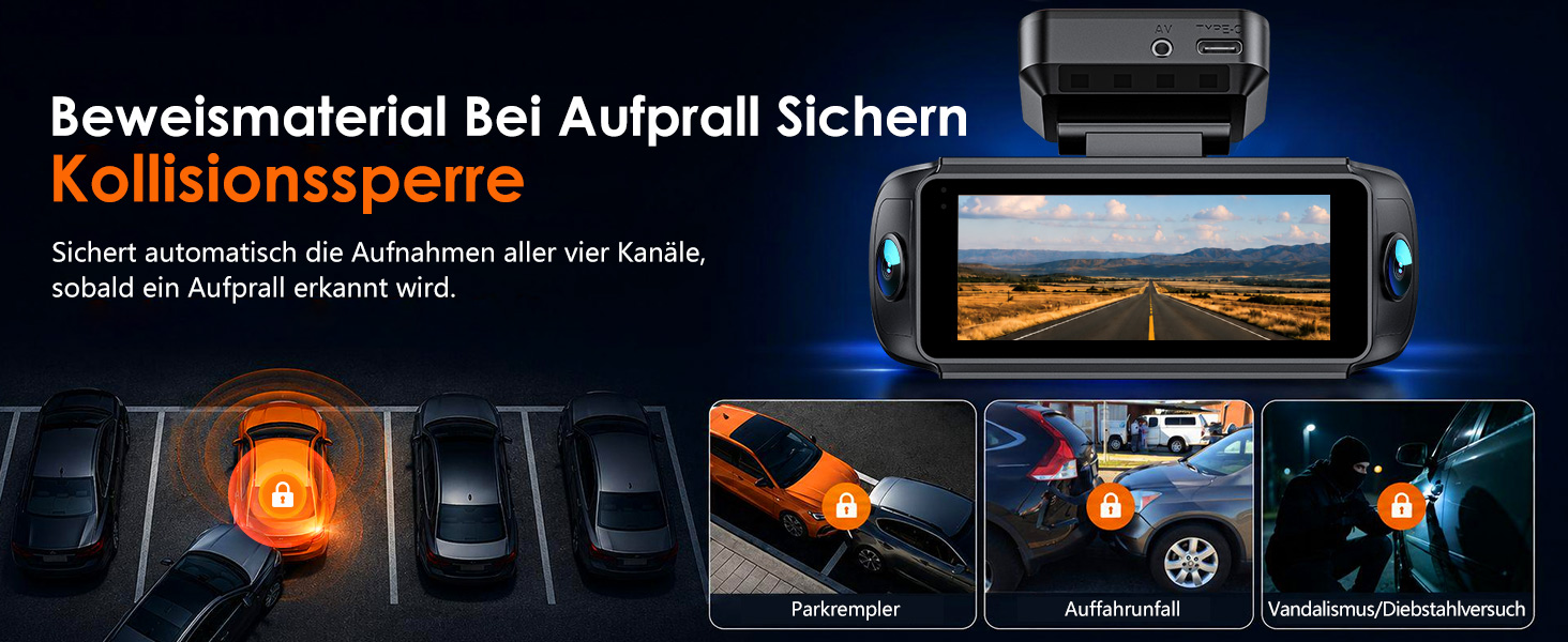 Автомобільний відеореєстратор iZEEKER 4K 4-канальний з WiFi 6, огляд 360°, 4K + 3×1080P