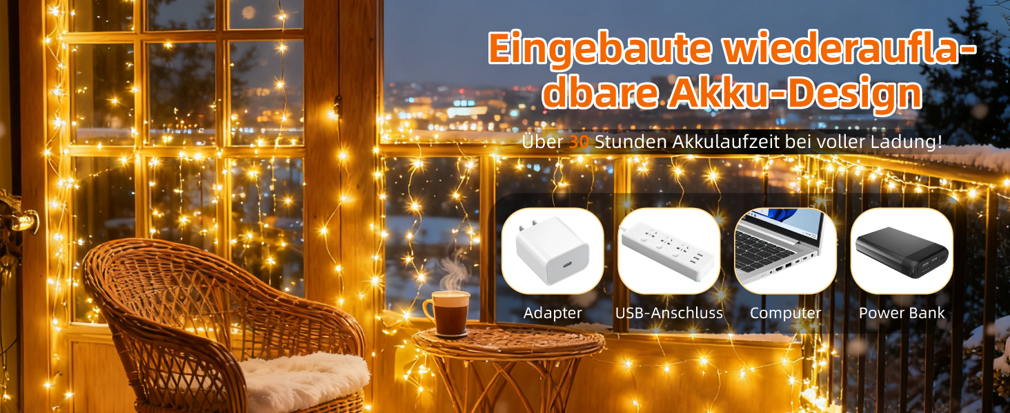 LED штора Anpro 3x3м, USB, 8 режимів, тепле світло для декору, вечірки, спальні