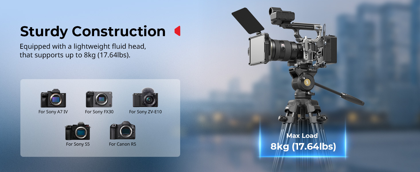 SMALLRIG Статив відеозйомки 73'' з алюмінієвого сплаву, 8кг, QR Plate Manfrotto 501PL, 186см