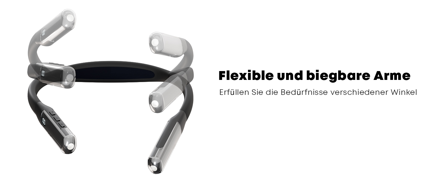 Ліхтар на шию LQWELL для читання, в'язання, рукоділля: LED лампа з регульованою яскравістю та кольором, акумуляторна, чорна