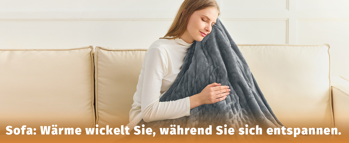 Електрична ковдра BOMOVA з автовимкненням, плюшева ковдра для дому, 10 температурних режимів, таймер, 130x180 см, сірий колір