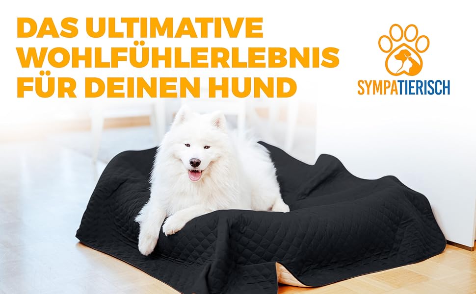 Водонепроникний килимок для собак SympaTierisch - захист дивану та ліжка - великий розмір (130 x 100 см) - чорний колір - легко перуться