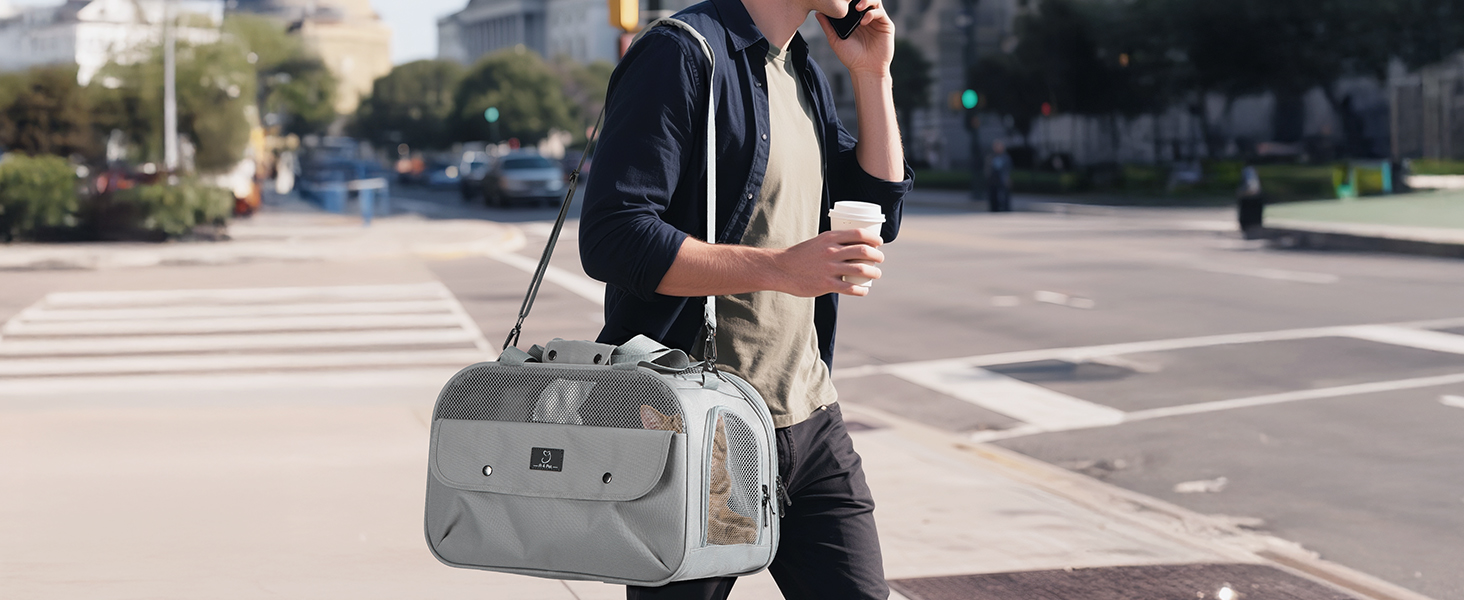 Транспортний бокс для тварин на 4 місця: коти, собаки. Підходить для авіаперельотів та авто. Легкий, з надійними застібками та сіткою. Сірий.