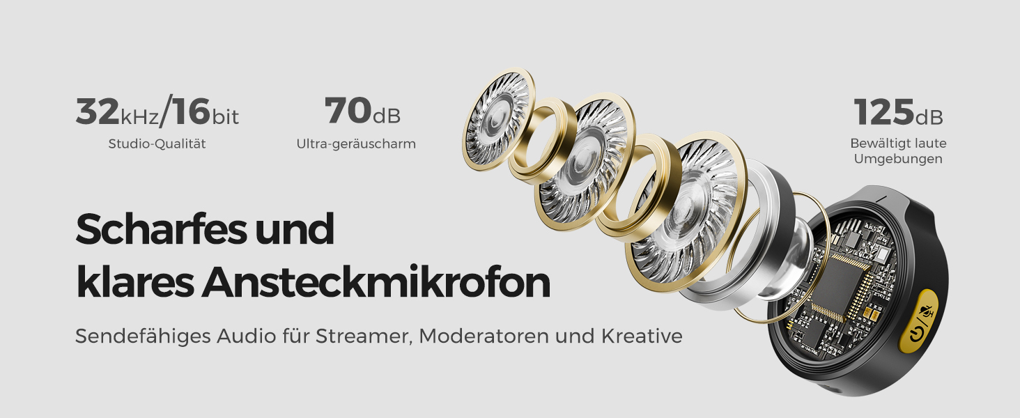 NearStream Бездротовий петличний мікрофон для iPhone/Android, AWM25T, Lightning/USB-C, шумозаглушення, 24 години роботи, для стрімінгу, влогів, подкастів