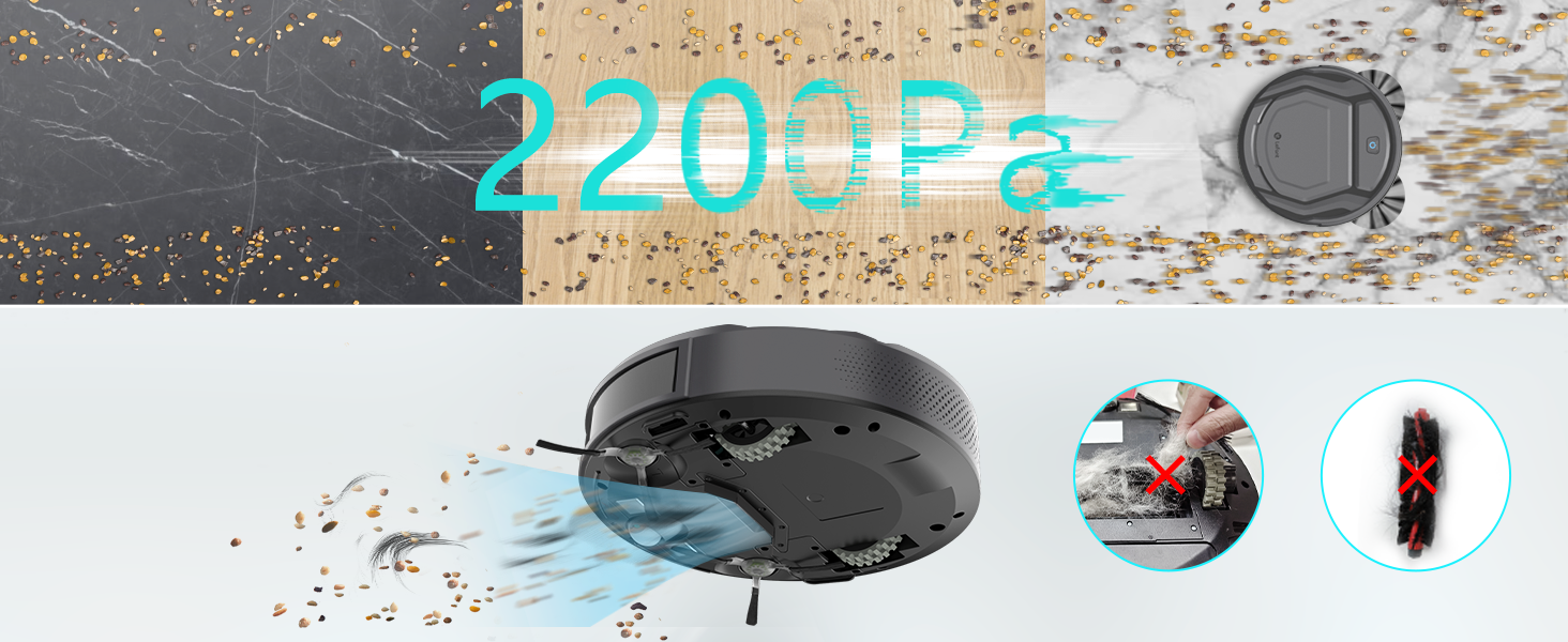 Робот-пилосос LEFANT M210PG з пультом дистанційного керування, 2200Pa, для шерсті тварин, з док-станцією, сумісний з Alexa та керуванням через APP, час роботи 120 хв