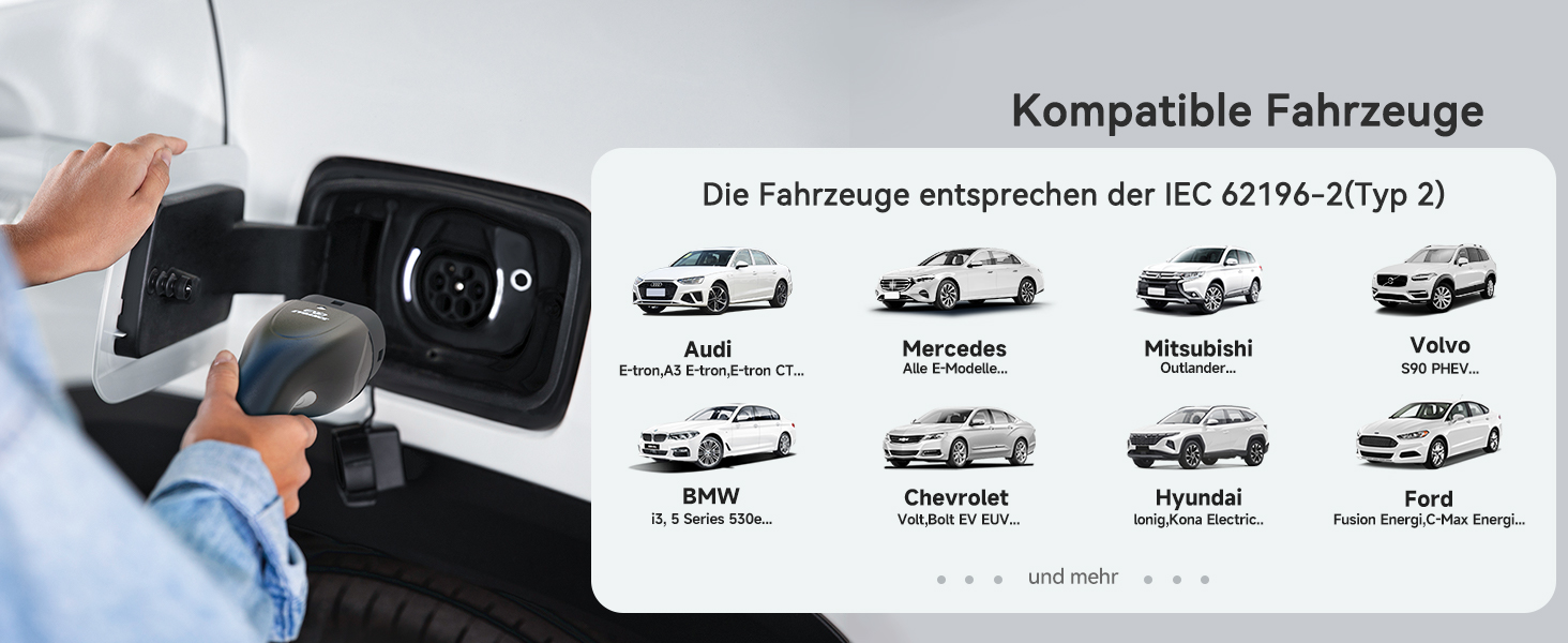 Кабель для зарядки електромобіля EVDANCE Type 2 Schuko 6.1м 3.68kW з OLED дисплеєм 6-16A для PHEV/EV - Чорний