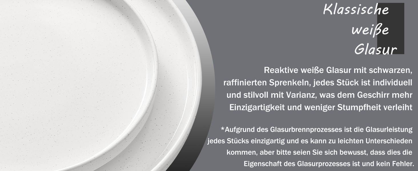 Набір посуду Homikit на 6 осіб: тарілки, миски, десертні тарілки, тарілки для їжі, з реактивною глазур’ю, кераміка, безпечний у мікрохвильовці та посудомийній машині, білий, 18 шт.