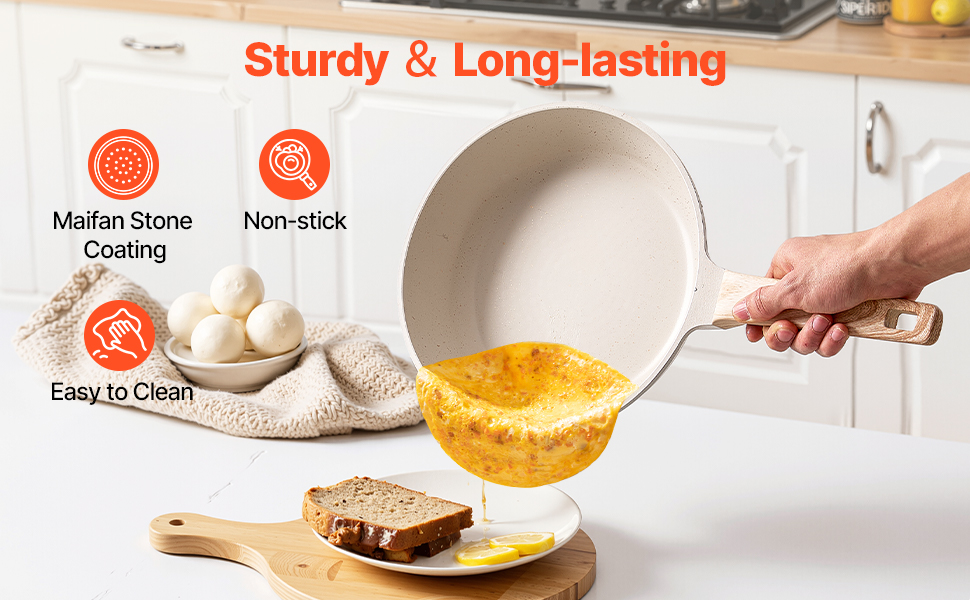 Набір посуду VEVOR 17 предметів з нержавіючої сталі з антипригарним покриттям, індукційні каструлі та сковорідки з кришками, для кухні, кемпінгу та приготування їжі (білий)