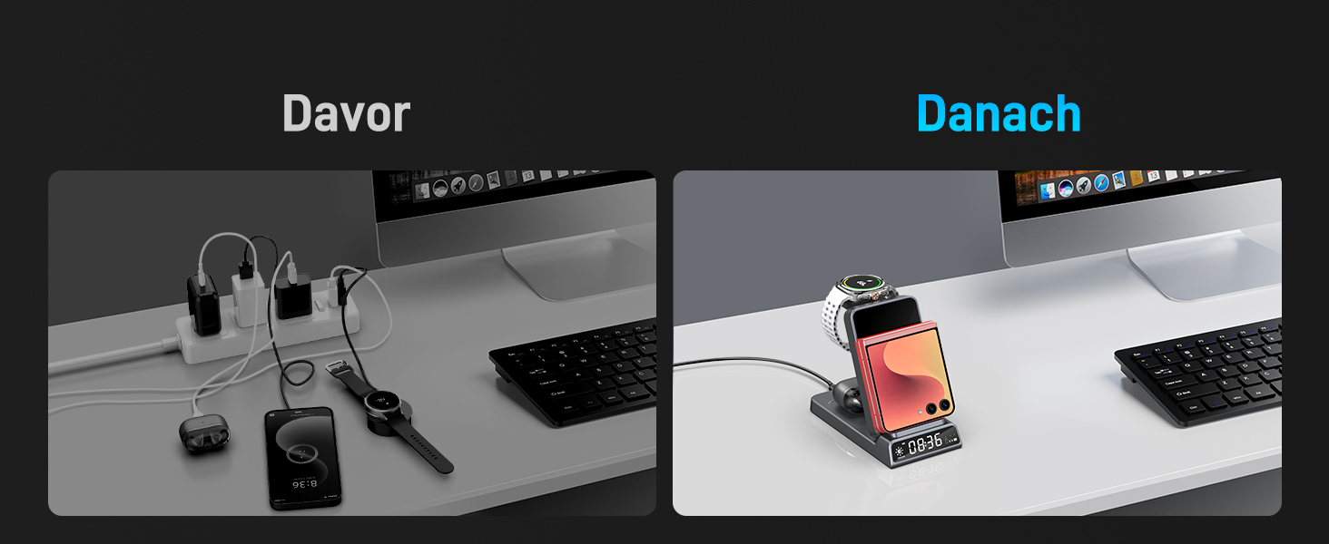 Бездротовий зарядний пристрій 3-в-1 для Samsung Galaxy S26/S25/Z Fold 7/Flip 7/Buds 3/2, Watch 8/7/6/5 Pro - сірий