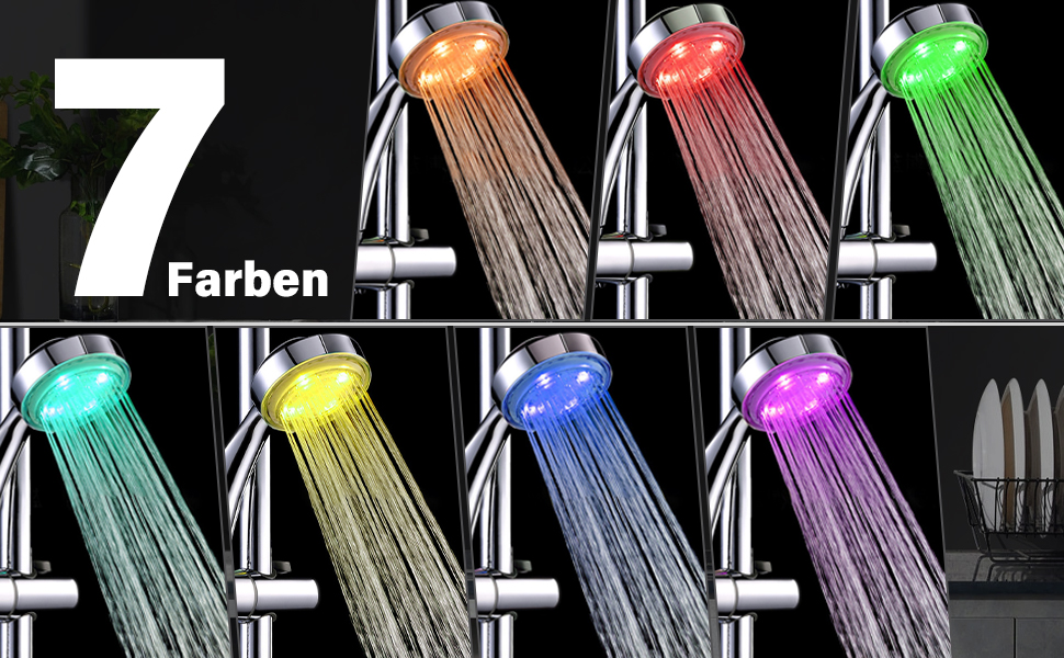 JINYOMFLY LED Shower Head with Lights, Shower Head with LED Lighting, 15CM Shower Head Color Changing, 3 Shower Modes Shower Light, Shower Head Light with Liquid Silicone Nozzle (Round)