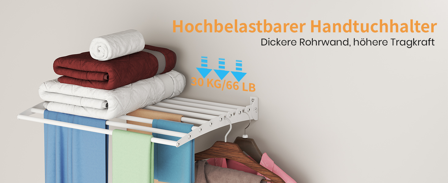 Настінна сушилка для білизни Innotic, розкладний вологостійкий сушильник для одягу з 8 стійок, великий, економний, для вулиці, ванної, балкону, білизни (білий, 60 см)