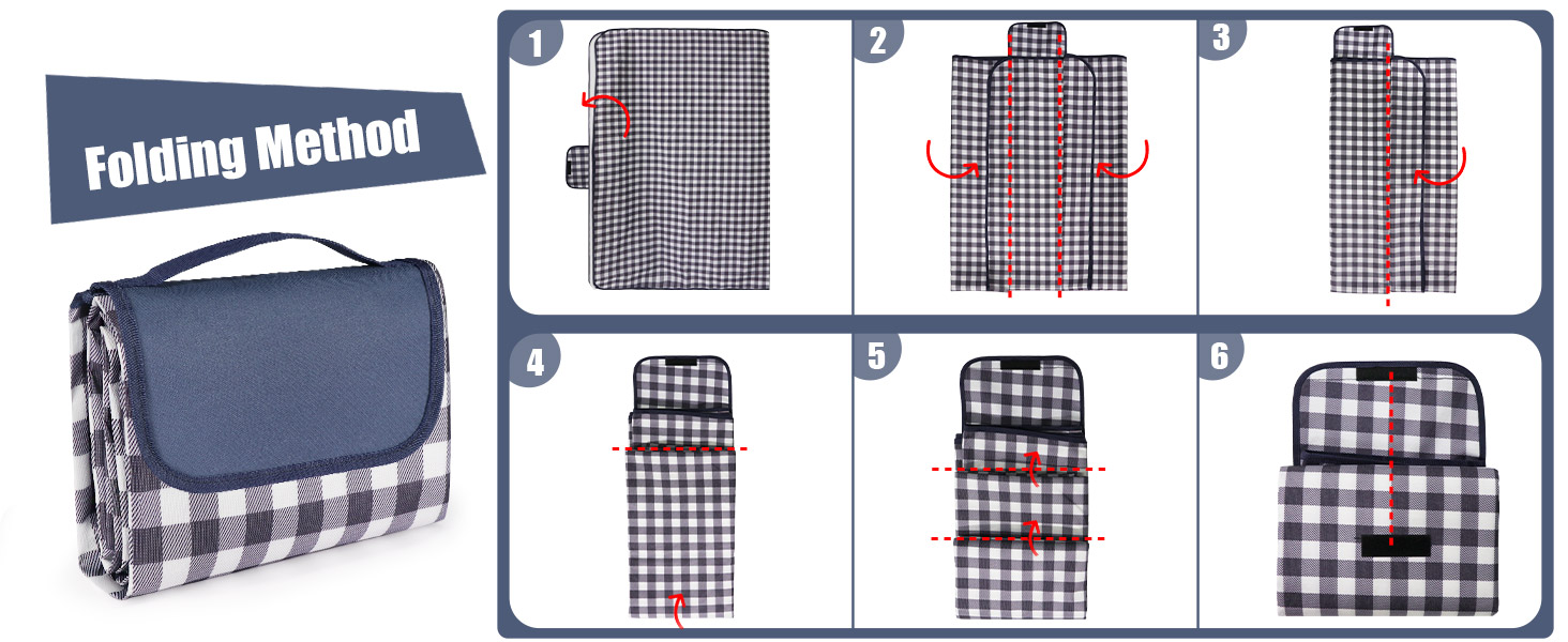 Плед для пікніка LIVEHITOP водонепроникний XXL (150x200 см) синій в клітку - для пляжу, кемпінгу, парку, BBQ