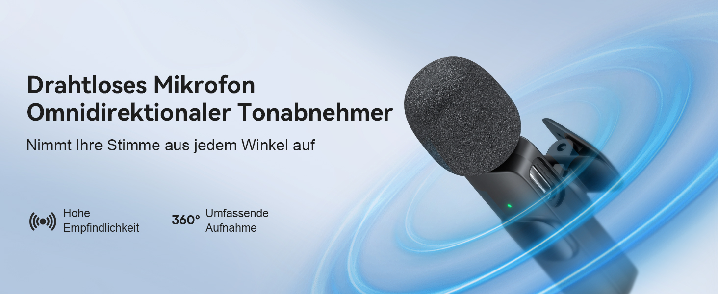Бездротові петличні мікрофони 2 шт. для iPhone/iPad/Android, з шумозаглушенням, Plug-and-Play, для відео, подкастів, YouTube, TikTok, Vlog, чорний