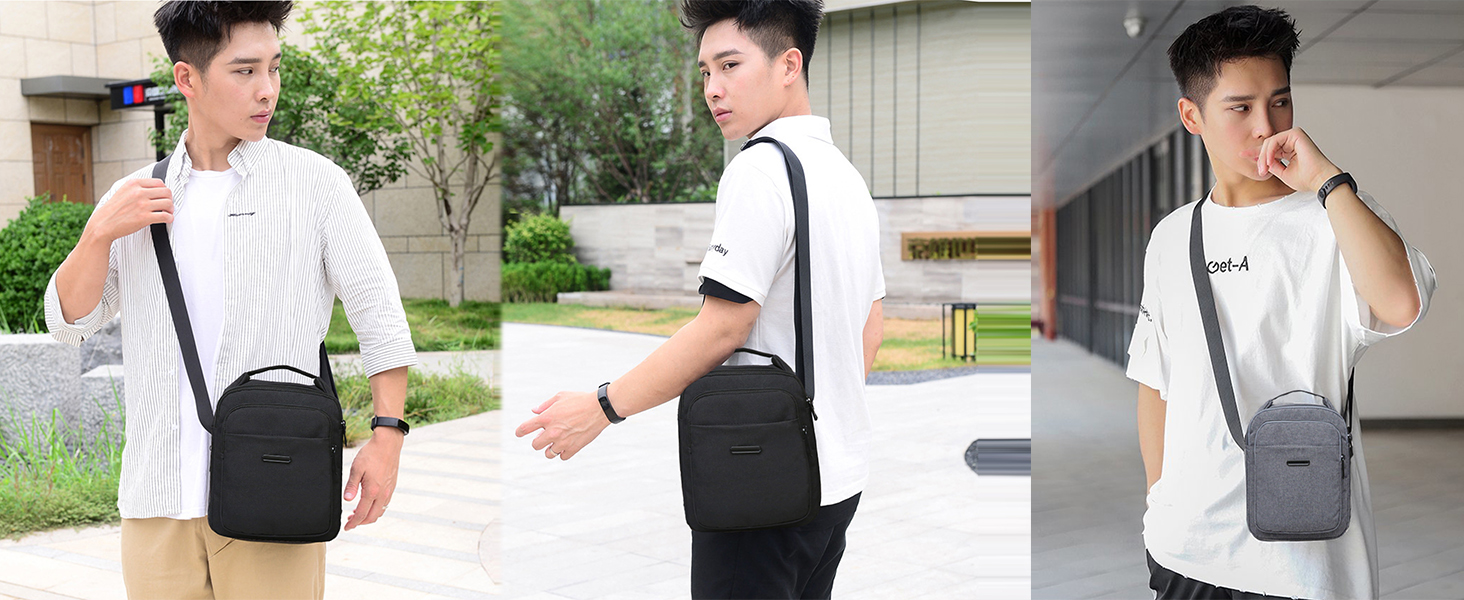 Чоловіча сумка через плече ANPTER: шкіряна, вінтажна, месенджер, через плече, для телефону (колір: коричневий)