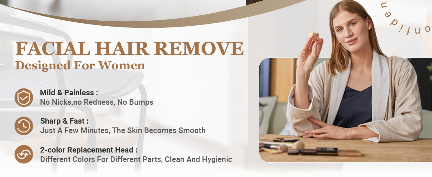 Електричний прилад для видалення волосся для жінок, бездротовий депілятор, безболісний електробритва для губ, рук, обличчя, пушкового волосся (Золотий)