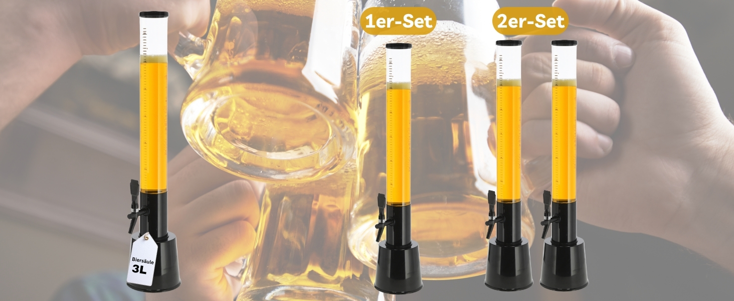 Стійка для пива XXL, 3л, Biertower, для вечірок, з краном, з блоком HLKauf, 2 шт.