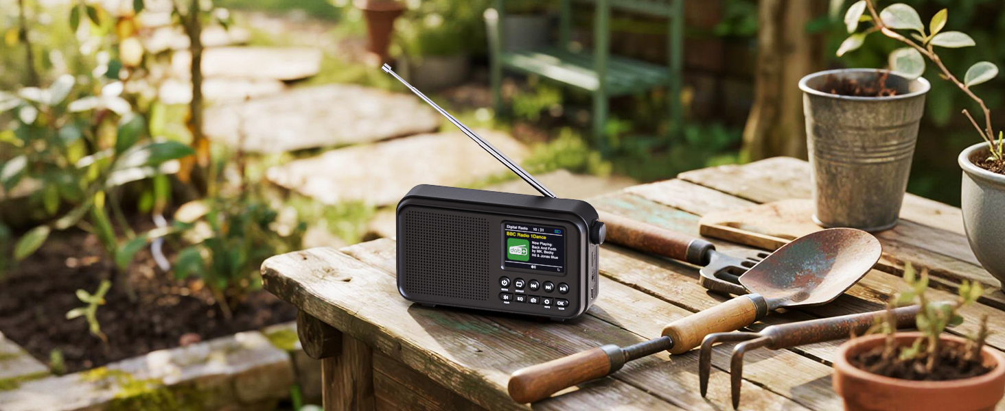 Портативне DAB/DAB+ радіо з Bluetooth 5.0, FM, акумулятором 3000mAh, дисплеєм 2.4