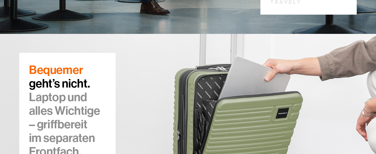 Чемодан Travely з полікарбонату, 77 см, XL, 100 л - міцний валіза з TSA замком та відділенням для ноутбука (55x40x23 см), колір: Небесно-зелений