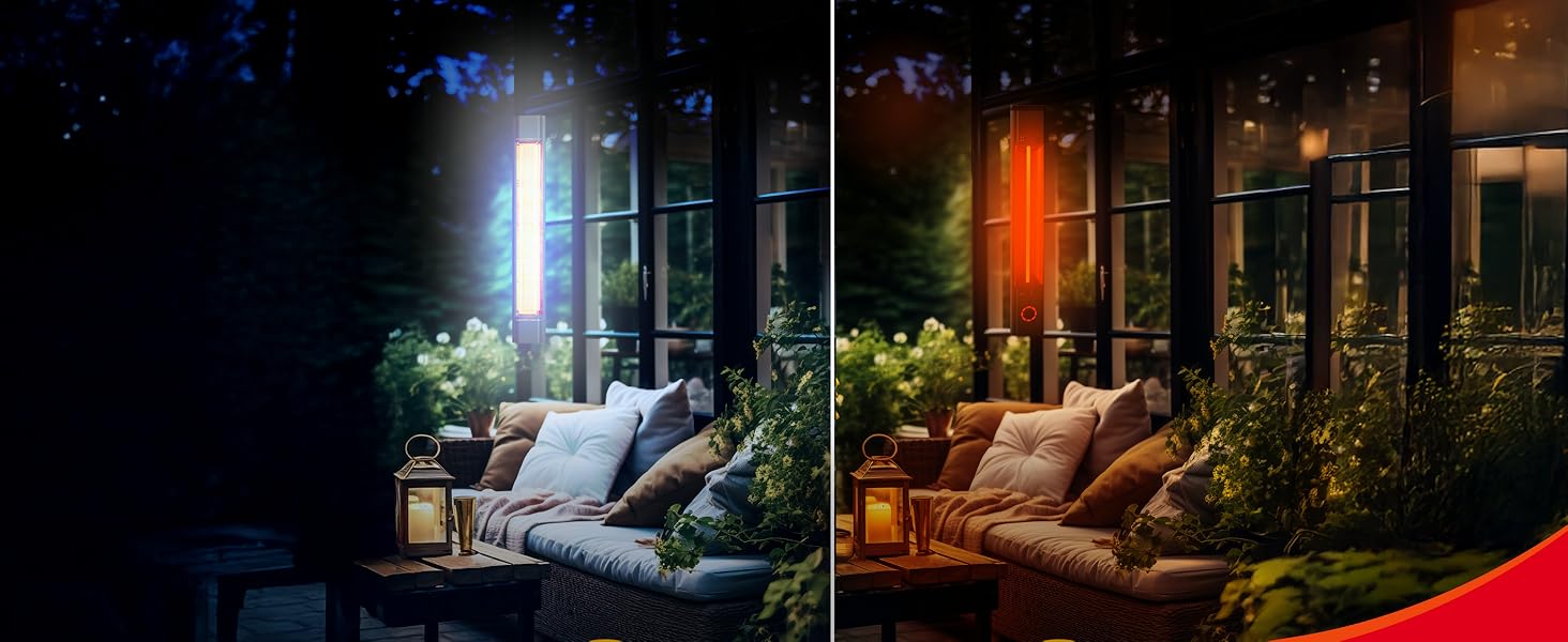 Інфрачервовий обігрівач Climative 2500W – електричний обігрівач з 9 рівнями, IP65 для тераси та приміщення, настінний, з пультом та таймером, чорний