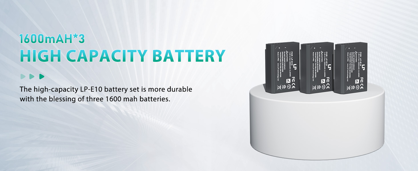 Комплект акумуляторів LP-E10 (1600mAh) 3 шт. та USB-зарядний пристрій на 3 слоти для камер Canon