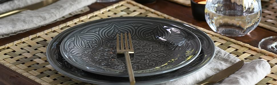 Набір посуду CreaTable Serie Orient Mandala 18 предметів, порцеляновий, для мікрохвильової печі та посудомийної машини, виготовлено в Європі