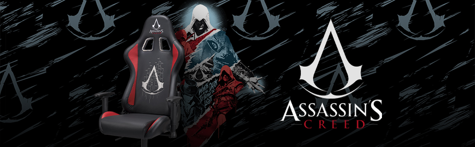 Ігрове крісло Subsonic Assassin's Creed, ергономічне, регульовані спинка та підлокітники, для дорослих, офіційна ліцензія