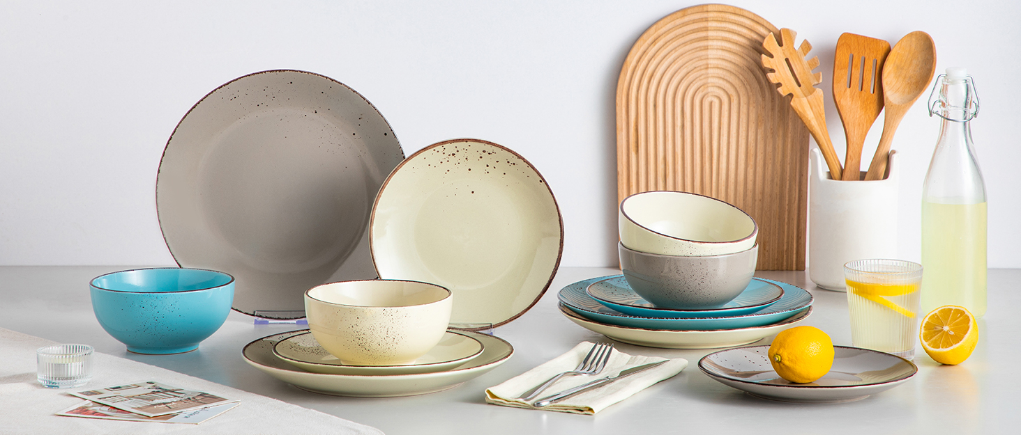 Набір посуду Vancasso Navia 16 предметів, кераміка, блакитний, вінтажний стиль