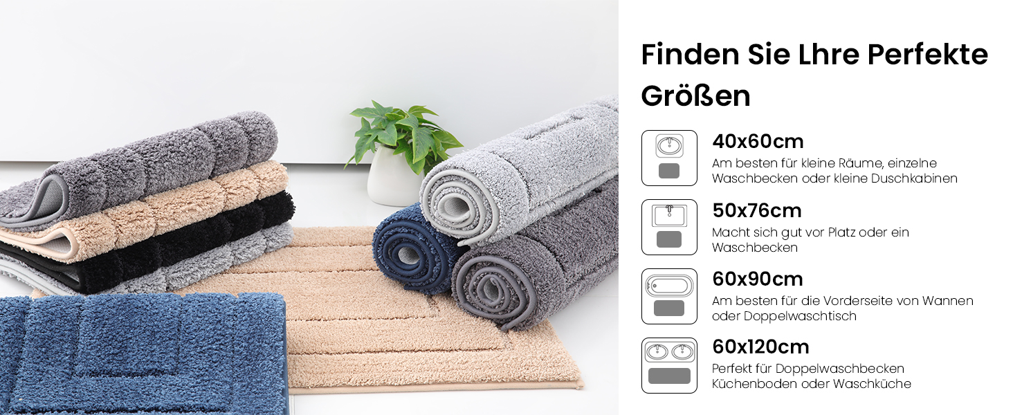 Килимок для ванної кімнати Homaxy з мікрофібри, неслизький, 40x60 см, сірий