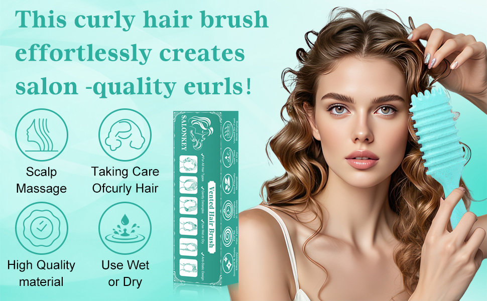 Щітка для локонів Lockenbürste – антистатична стилінг-щітка з вентиляційним дизайном для мокрого та сухого волосся, ідеальна для кучерявого волосся та додання об'єму (зелена)