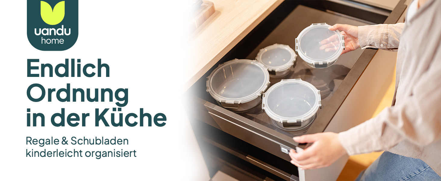 Набір контейнерів для їжі Uandu з кришкою (10 шт.) – контейнери для зберігання їжі з скла, BPA-free, придатні для миття в посудомийній машині, мікрохвильовій печі та морозильній камері, антрацит