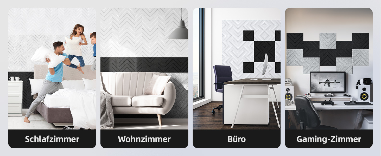 Самоклеючі акустичні панелі Vieshful для шумоізоляції стін та стелі, 10 шт, 30x30x1 см, чорні — звукопоглинаючі плити для студії, офісу та спальні