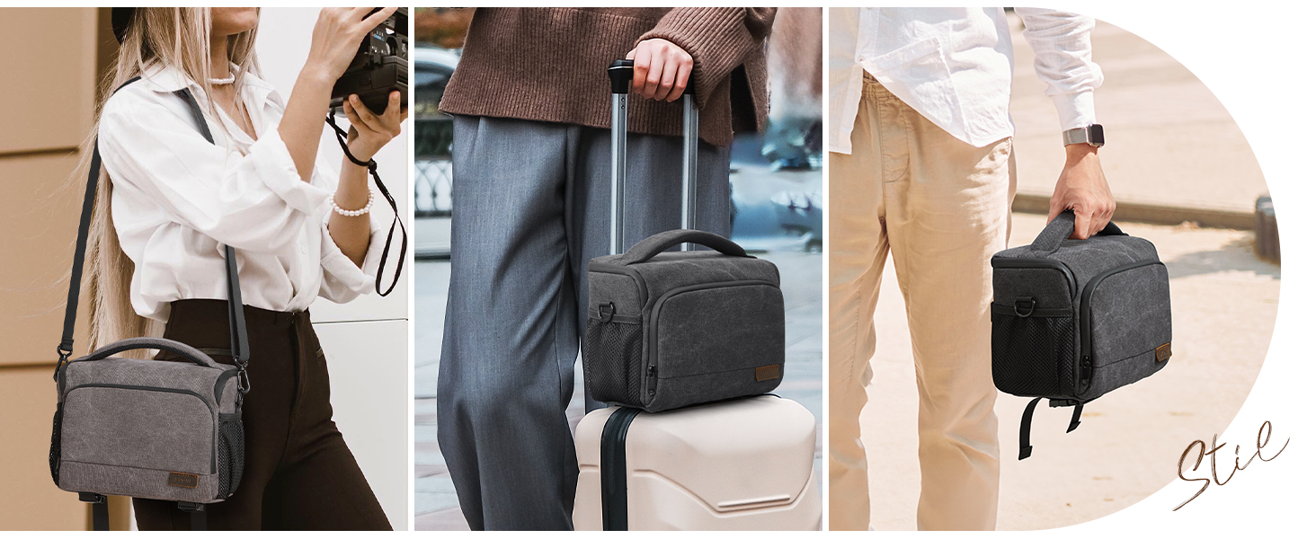 Сумка для камери S-ZONE: водонепроникна фотосумка для DSLR/SLR з кріпленням для штатива та аксесуарами (сіра)