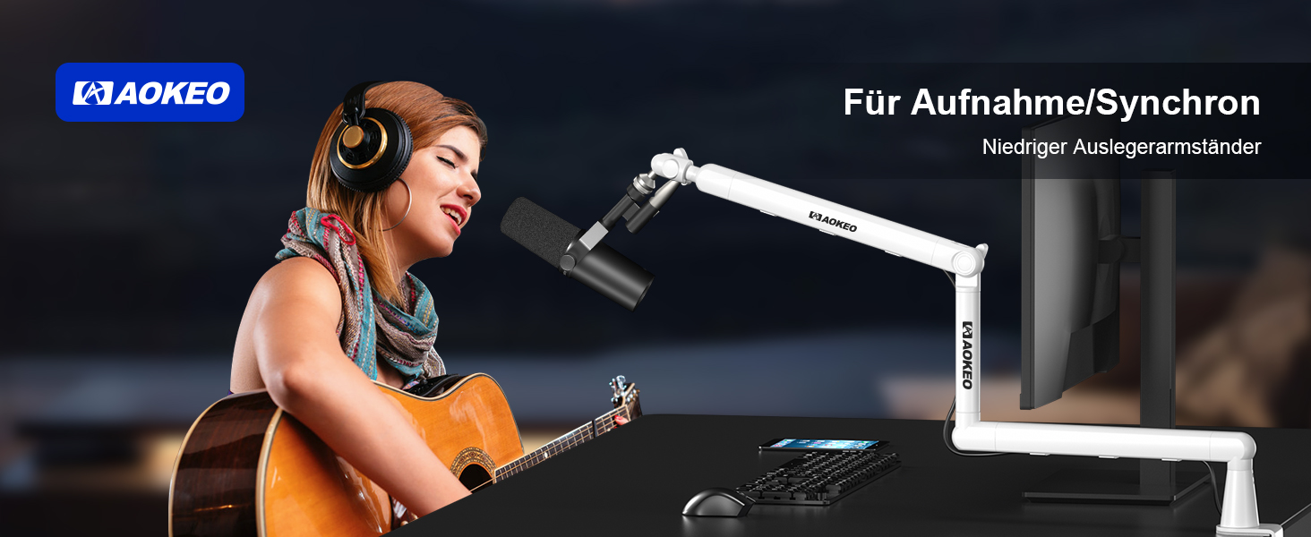 Кріплення для мікрофону Aokeo AK-55 – низькопрофільний тримач для HyperX, Elgato, Shure, Blue Yeti та інших мікрофонів