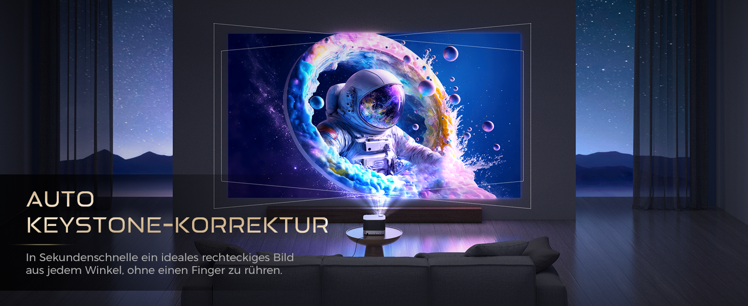 AURZEN Boom 3: 4K проєктор з автофокусом, HDR, WiFi6, Bluetooth, Dolby Audio. Підтримка 1080P Full HD, LED Smart проєктор для дому та на вулицю (чорний)