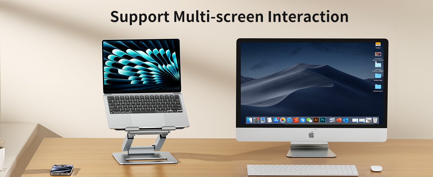 Adjustable Laptop Stand for Desk - Telescoping Design, Ergonomic Riser for 10-17 Inch Laptops (Silver)