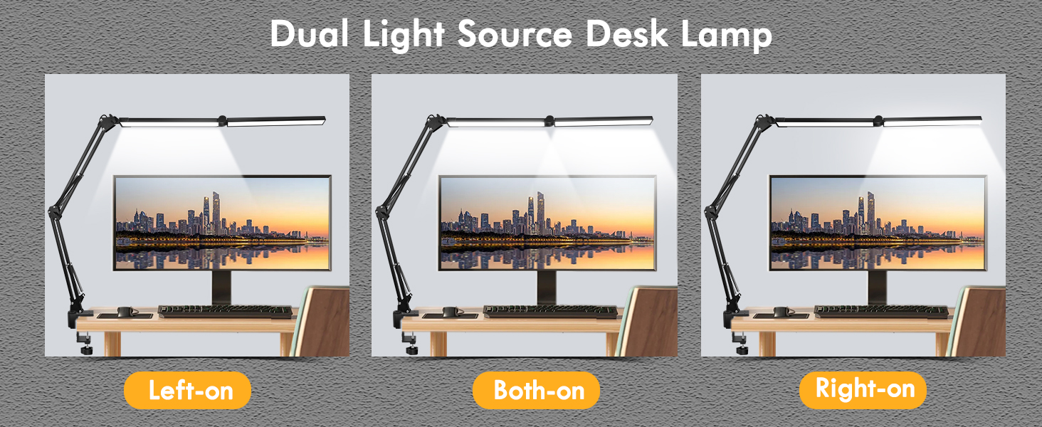 LED настільна лампа NOEVSBIG 24W з регулюванням яскравості, 5 режимів, таймер, сенсорне керування, кріплення, денне світло, сучасний дизайн