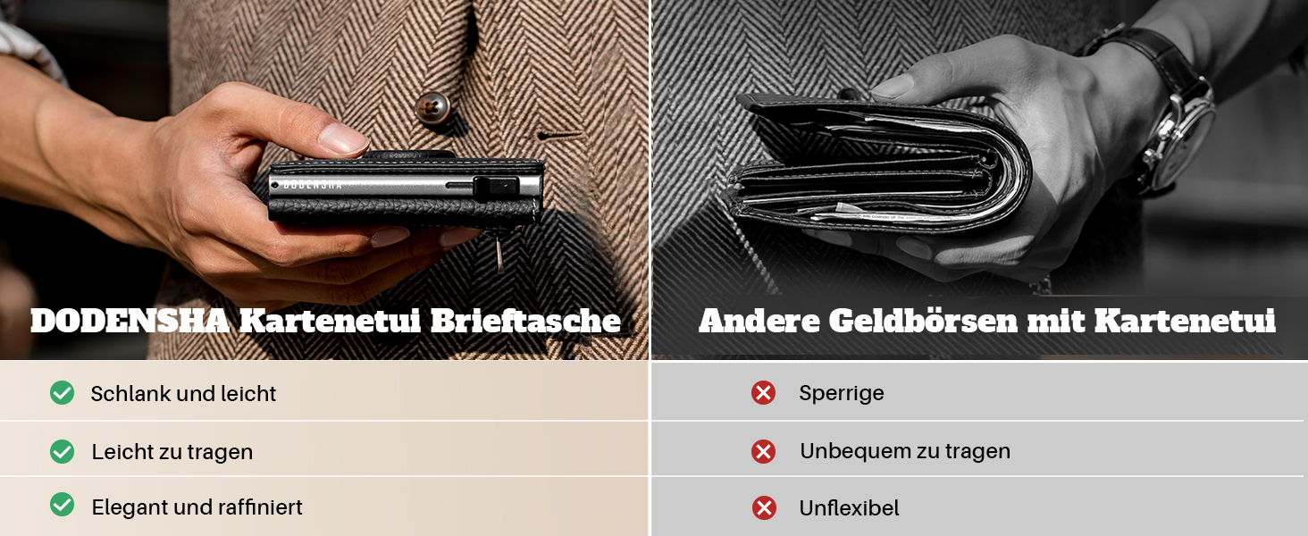 Портмоне DODENSHA® MagSnap для чоловіків з RFID захистом та відділенням для AirTag® I Кредитниця для 10+ карток I Портмоне з монетницею I (Чорний)