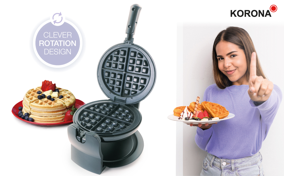 Вафельниця Korona Party з діаметром 18 см, 1000 Вт, автоматичне регулювання температури, червона (41004)