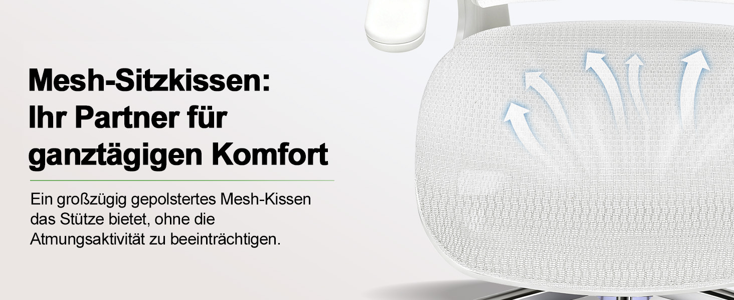 Офісне крісло GTPLAYER Ergonomisch - регульована спинка, підлокітники, поперекова підтримка, функція гойдання, дихаюча сітка, 150 кг (Білий)