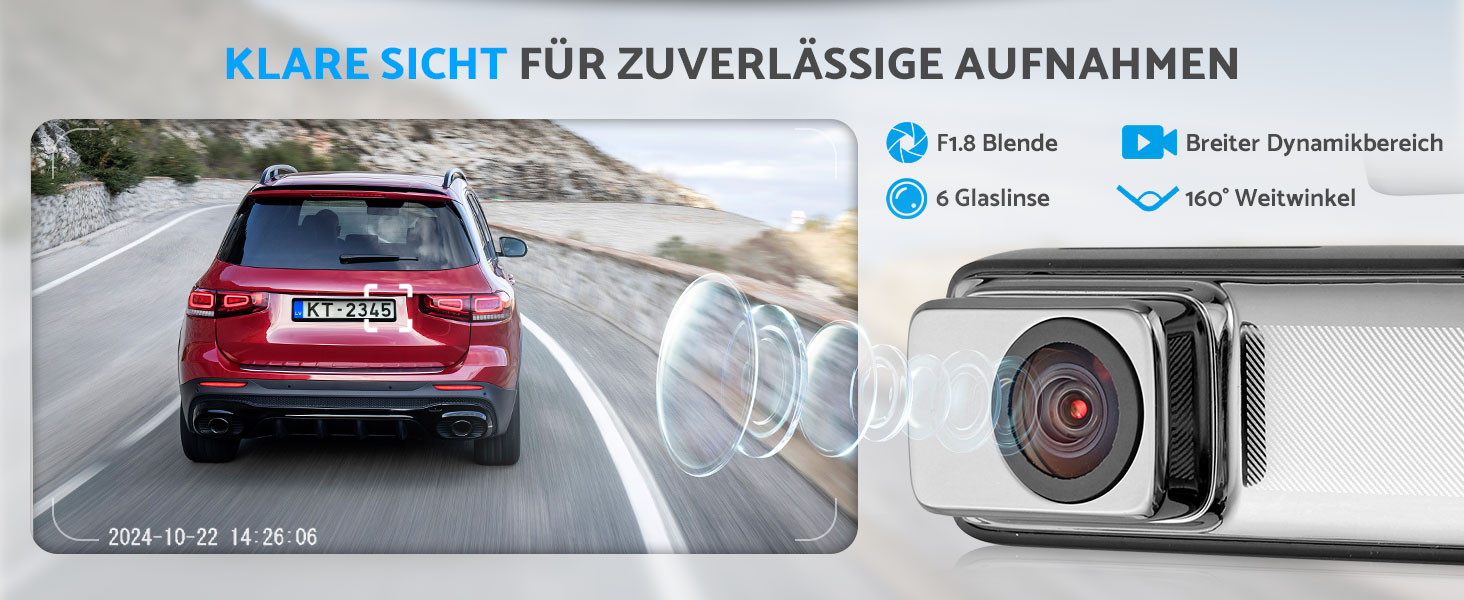 eSynic Міні відеореєстратор (Dashcam) Auto WiFi 1080P Full HD – 160° Широкий кут, Нічне бачення, G-сенсор, Паркувальний режим, Керування через App, WiFi, 32GB SD-карта в комплекті