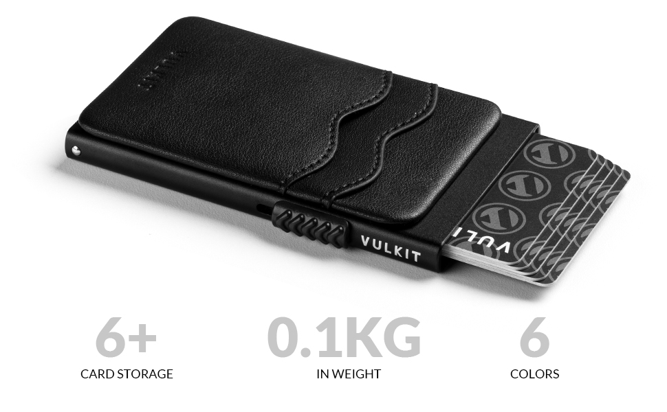 VULKIT Слім гаманець-картхолдер з RFID захистом, шкіряні слоти, металевий кейс, зелений