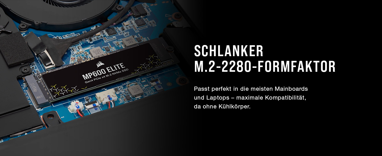 SSD CORSAIR MP600 ELITE 1TB M.2 PCIe Gen4 x4 NVMe - Швидкий диск для ігор та ПК, 7000 МБ/с