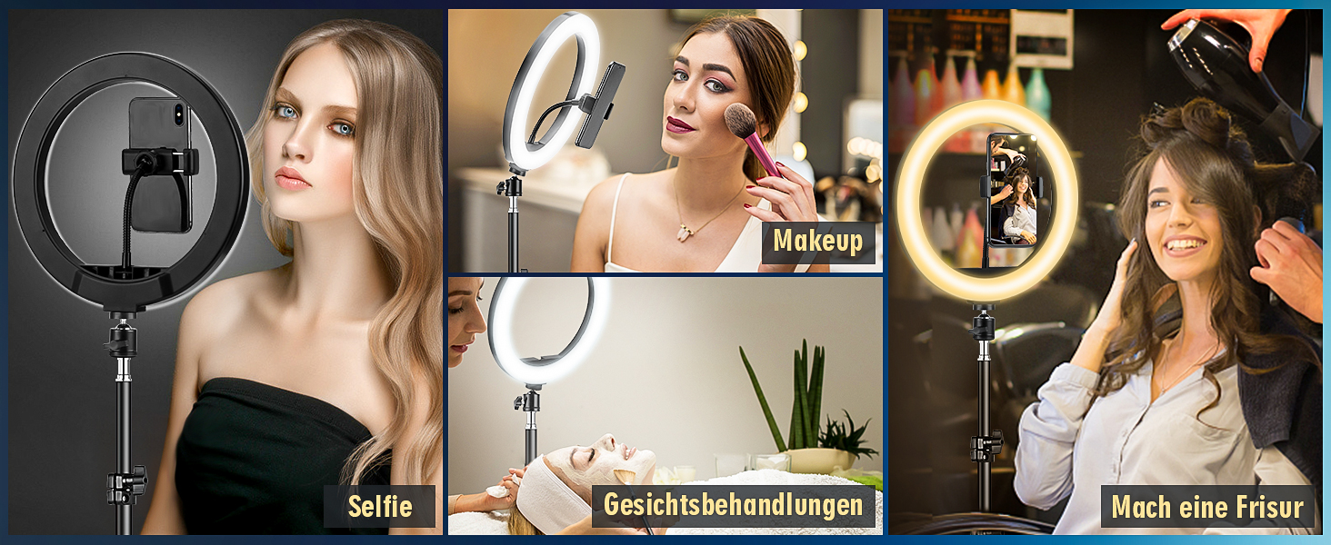 LED кільцева лампа з штативом для смартфона 10 дюймів, 40 RGB режимів, регульована яскравість, для селфі, YouTube, фото та відеозйомки