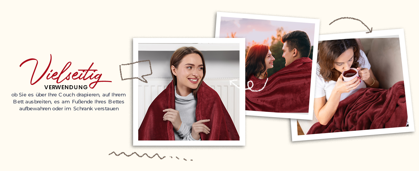 Плед Utopia Bedding: м'який флісовий плед, теплий зимовий плед для ліжка, дивана та крісла (Бургунді, 200x150 см)