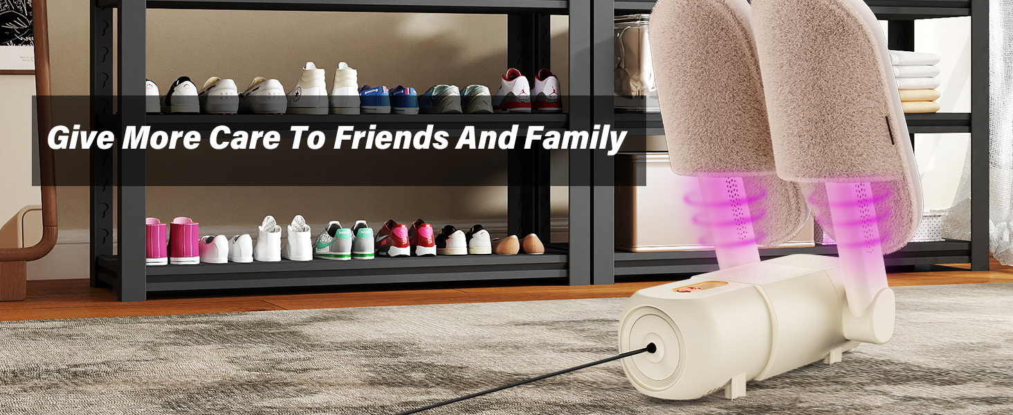 Електричний сушильник для взуття та черевиків з таймером 120 хв, UV-підсвічуванням, складний дизайн (Бежевий)