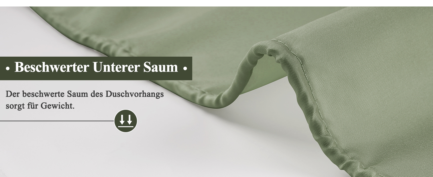 Штора для душу EurCross 180x200 см водонепроникна текстильна зелена з кільцями (1 шт)