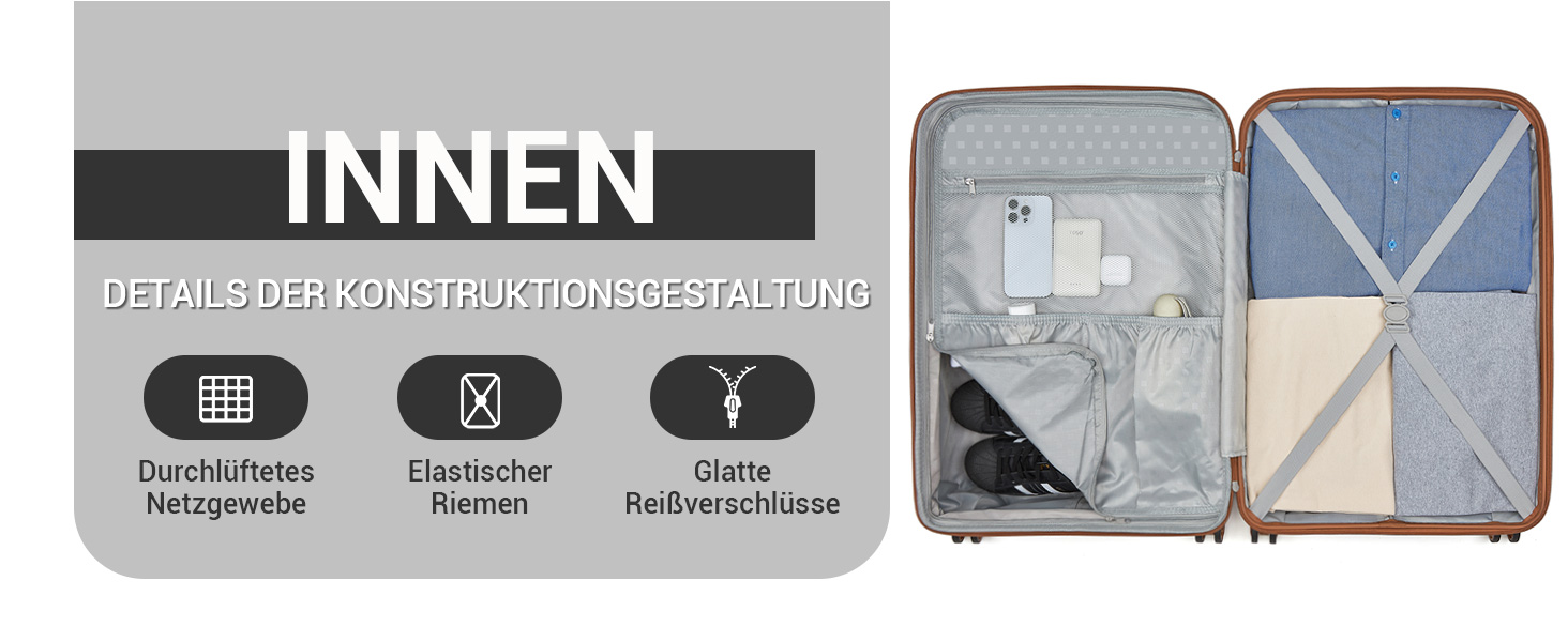 Чорний/коричневий великий валіза-ролкер з розширюваною конструкцією, TSA-замком та тримачем для напоїв (Polypropylen)