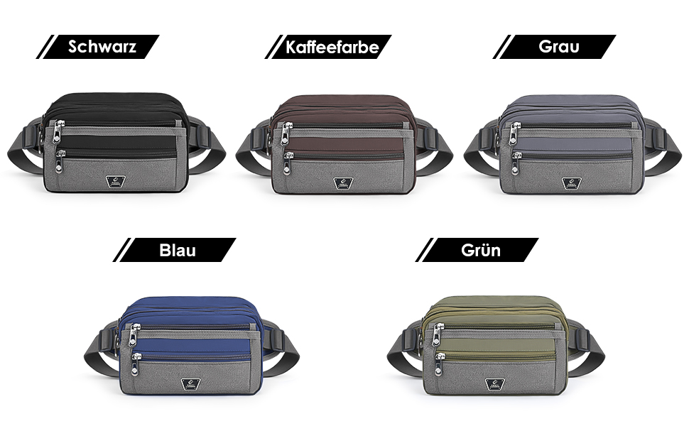 Чоловіча/жіноча поясна сумка на пояс з 7 кишенями на блискавці для спорту, фітнесу, бігу, велоспорту, подорожей та кемпінгу, блакитна