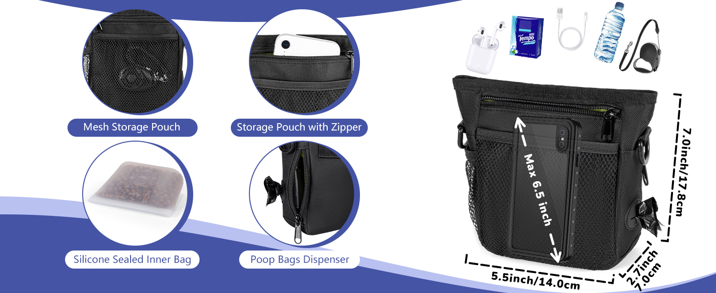 Набір для собак Leckerlibeutel: сумка для ласощів, клікер, диспенсер для фекалій, сумка на пояс для корму, чорно-помаранчевий