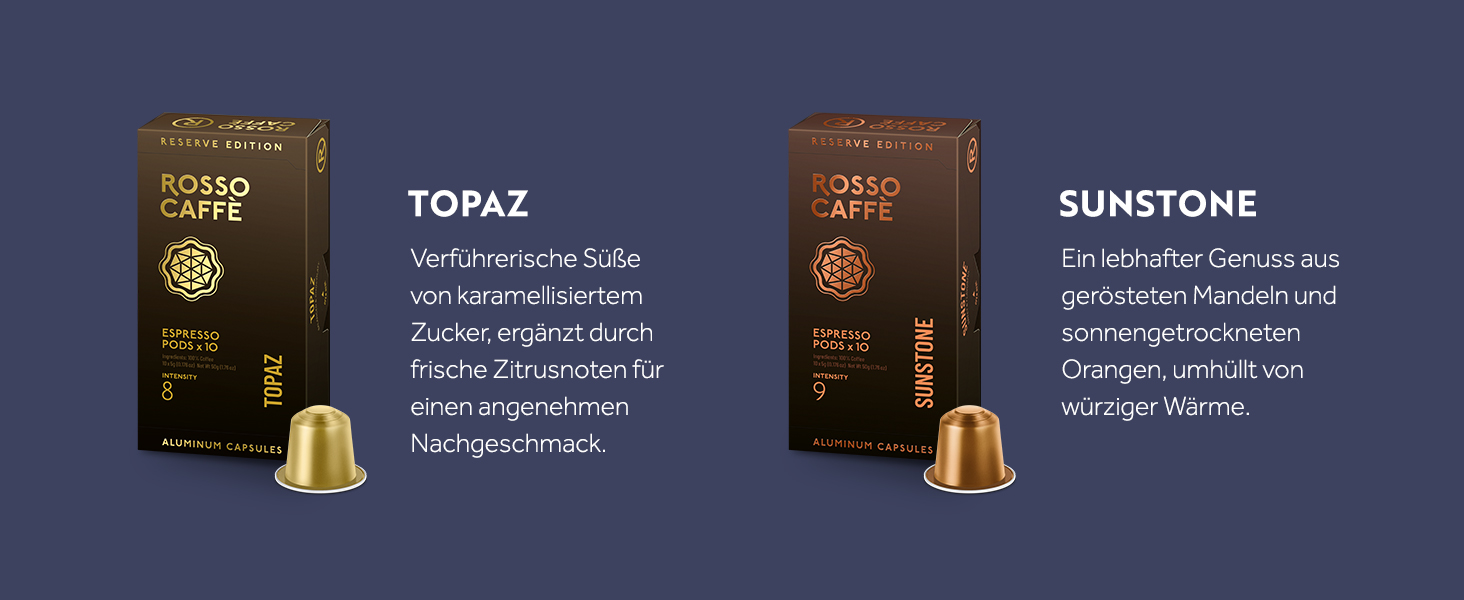 Капсули ROSSO CAFFÈ Nespresso Reserve Edition (80 шт.) - Мікс 8 сортів преміум еспресо, сумісні з Nespresso, Made in Italy